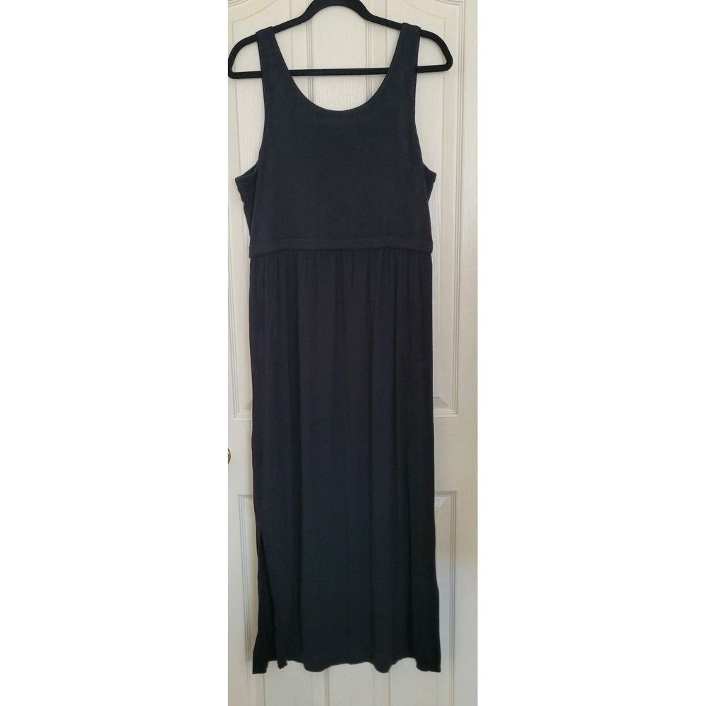 J.Crew L Black Maxi Dress Sleeveless Jersey Scoop Neck Long Casual - Picture 2 of 6